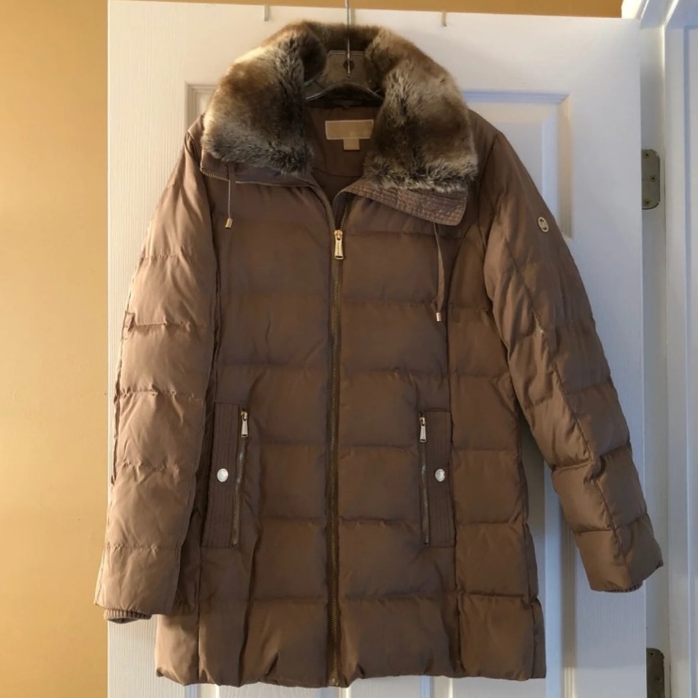 Michael Kors Tan/Taupe Puffer Down Coat